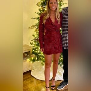 Zara Red Houndstooth Romper